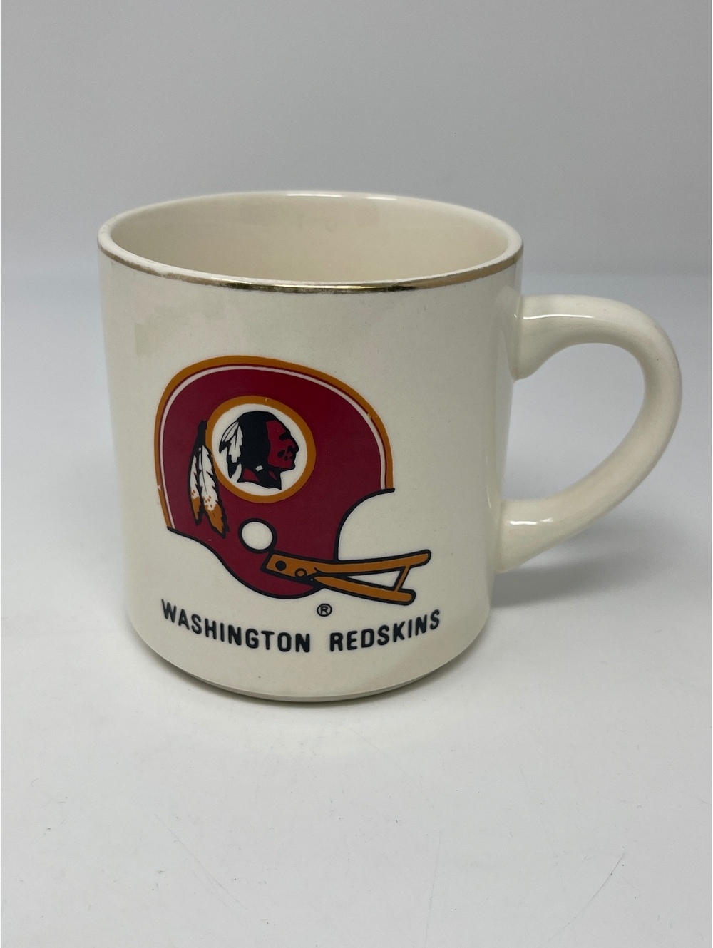 Vintage Washington Coffee Mug Ceramic NFL Helmet Logo Gold Trim Cup